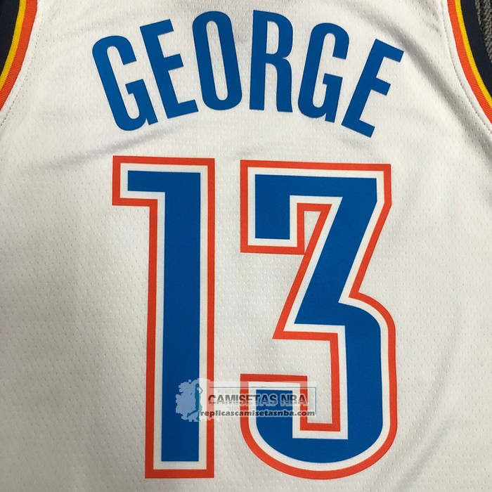 Camiseta Oklahoma City Thunder Paul George NO 13 Association Blanco